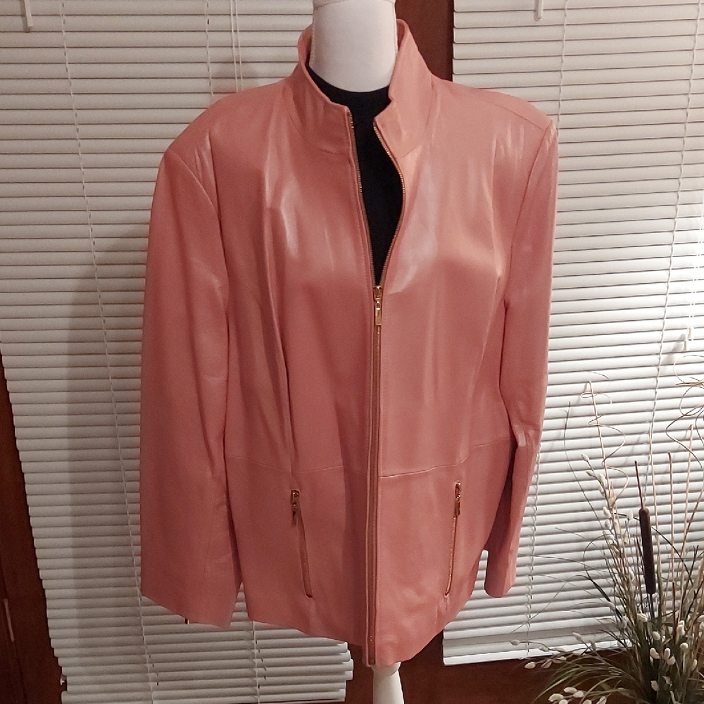 Terry Lewis Classic Luxuries 26" Women's Blush Leather Jacket